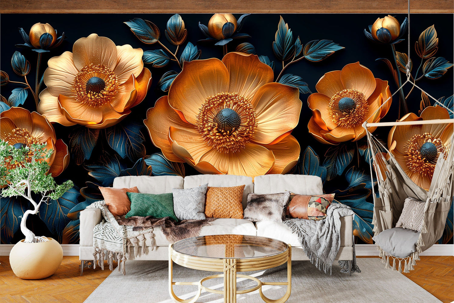 Gold & metallic wallpaper murals — Golden Era Walls