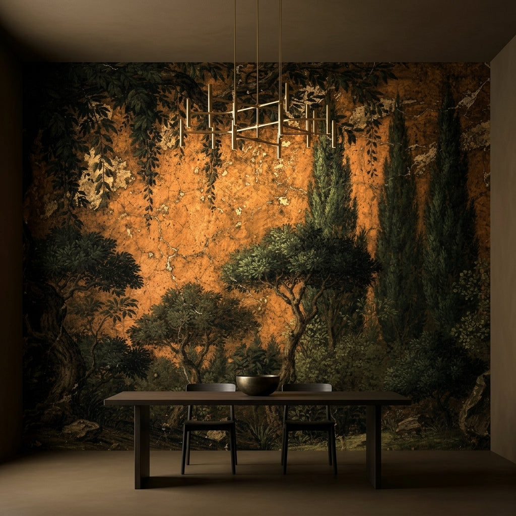 Vintage Landscape Wall Mural Peel and Stick – lifestyle view, Golden Era Walls