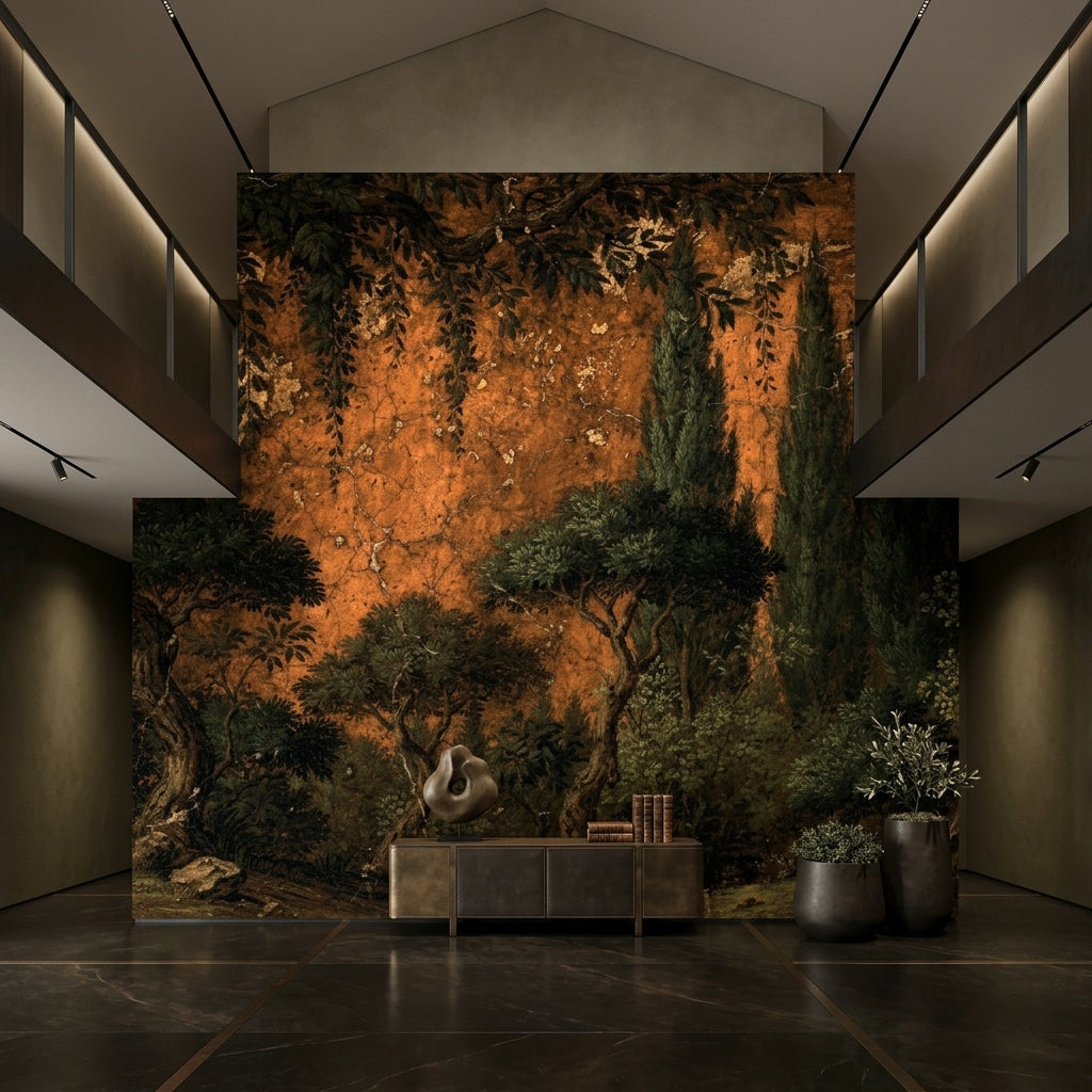 Vintage Landscape Wall Mural Peel and Stick – detail view, Golden Era Walls