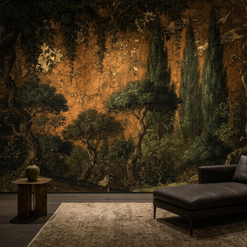 Vintage Landscape Wall Mural Peel and Stick – scale reference, Golden Era Walls