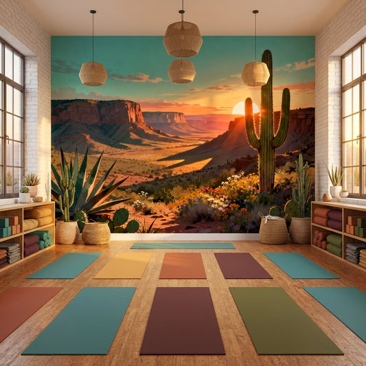Painted Sedona Sunset Desert Mural – detail view, Golden Era Walls