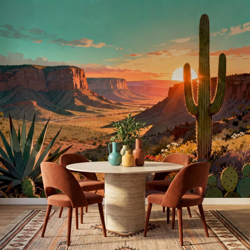 Painted Sedona Sunset Desert Mural – scale reference, Golden Era Walls