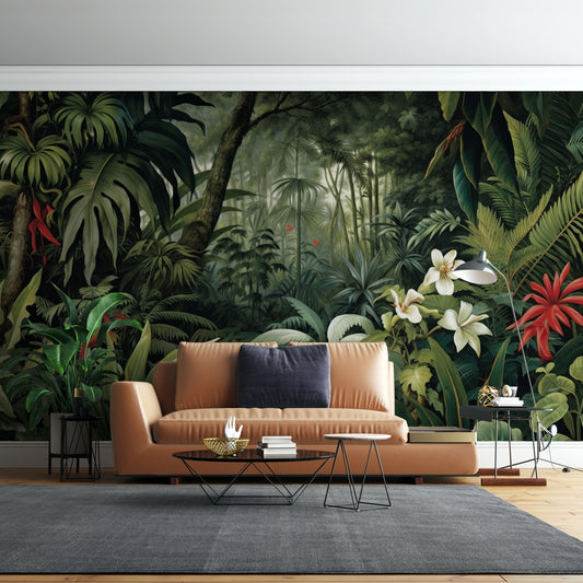 Serene Exotic Tropical Paradise Tropical Wallpaper – peel and stick wallpaper mural, Golden Era Walls