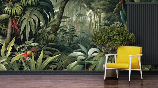 Serene Exotic Tropical Paradise Tropical Wallpaper – lifestyle view, Golden Era Walls