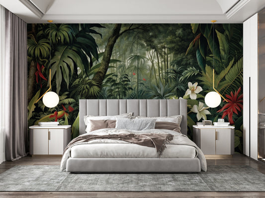 Serene Exotic Tropical Paradise Tropical Wallpaper – detail view, Golden Era Walls