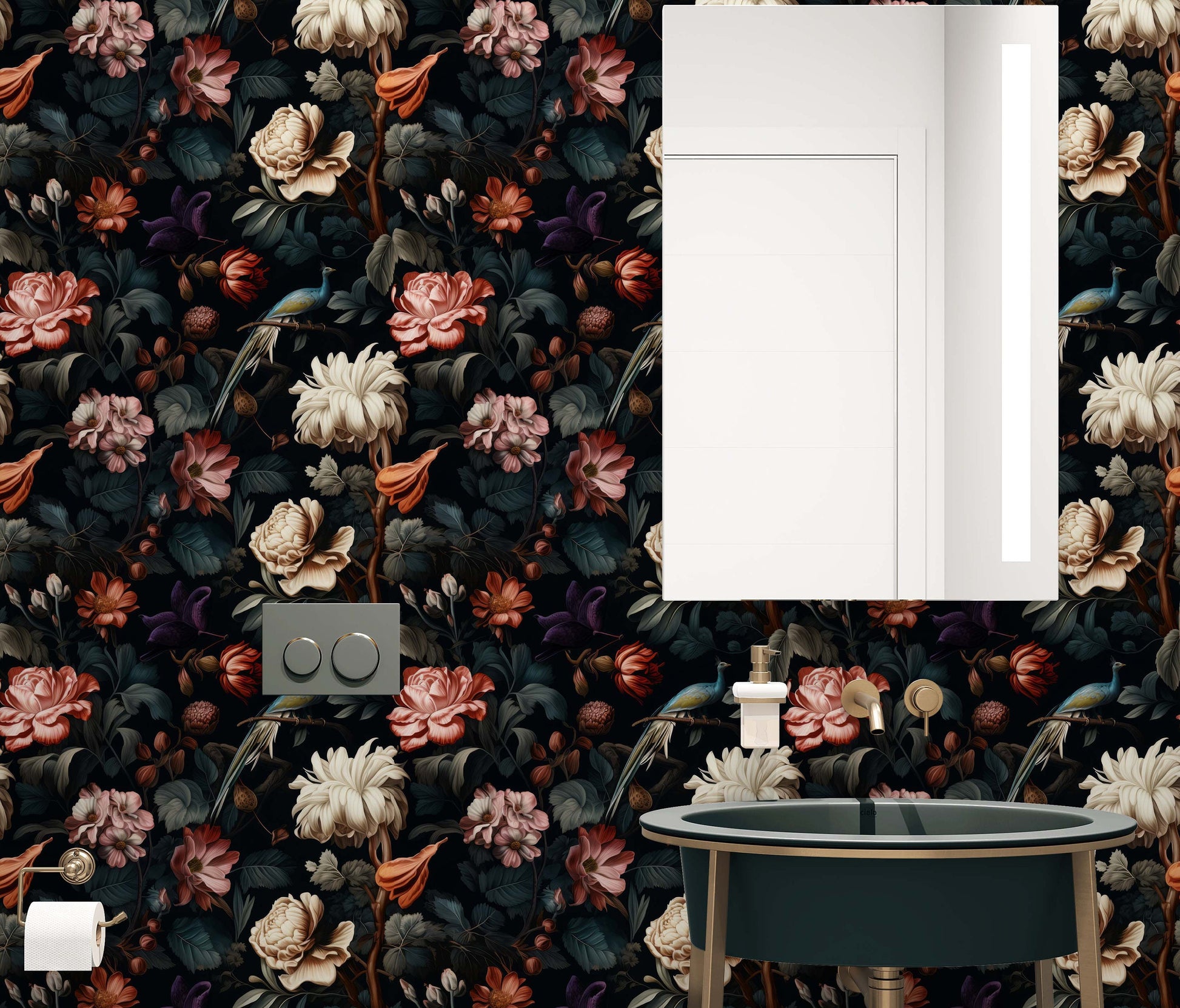 Botanical Papier Peint Timeless Floral Wallpaper Pattern – texture detail, Golden Era Walls