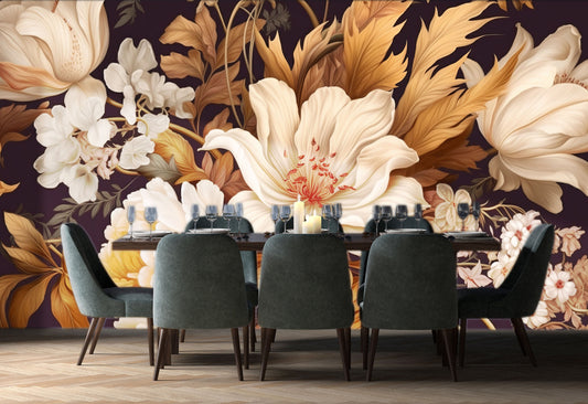 Soft Floral Watercolor Pastel Floral Wallpaper – room setting, Golden Era Walls