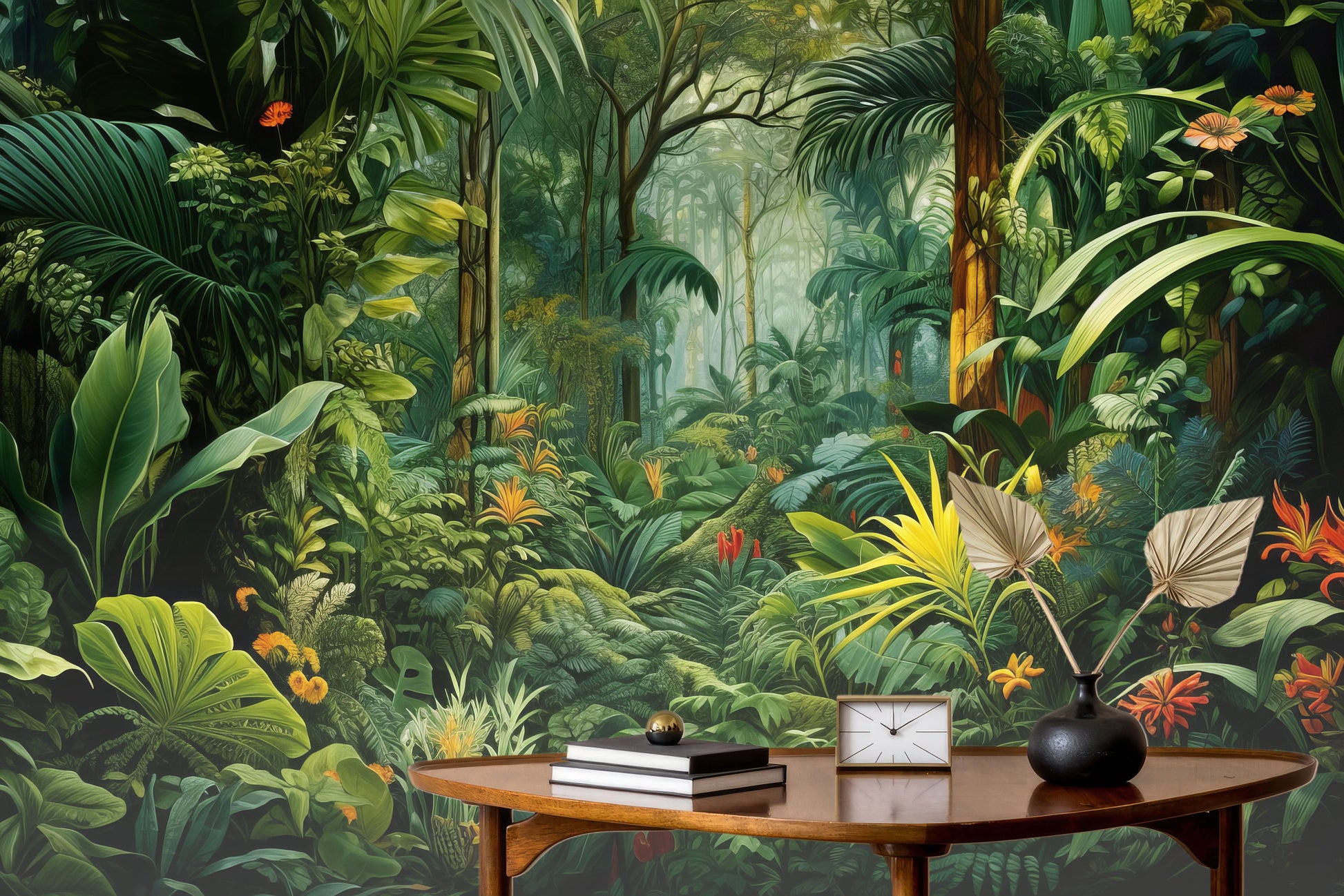 Tropical Forest Watercolor Jungle Tropical Wallpaper – detail view, Golden Era Walls
