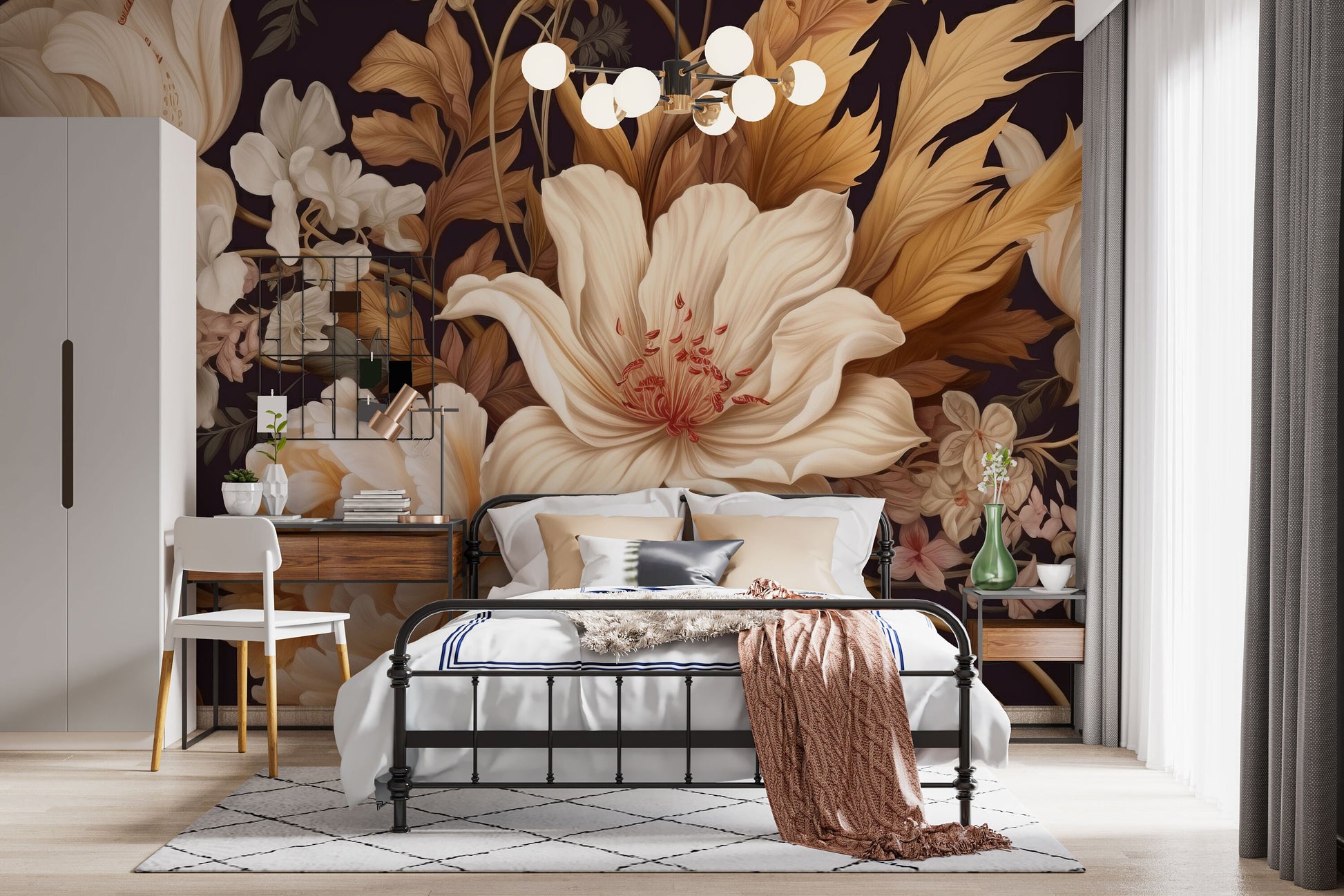Soft Floral Watercolor Pastel Floral Wallpaper – scale reference, Golden Era Walls