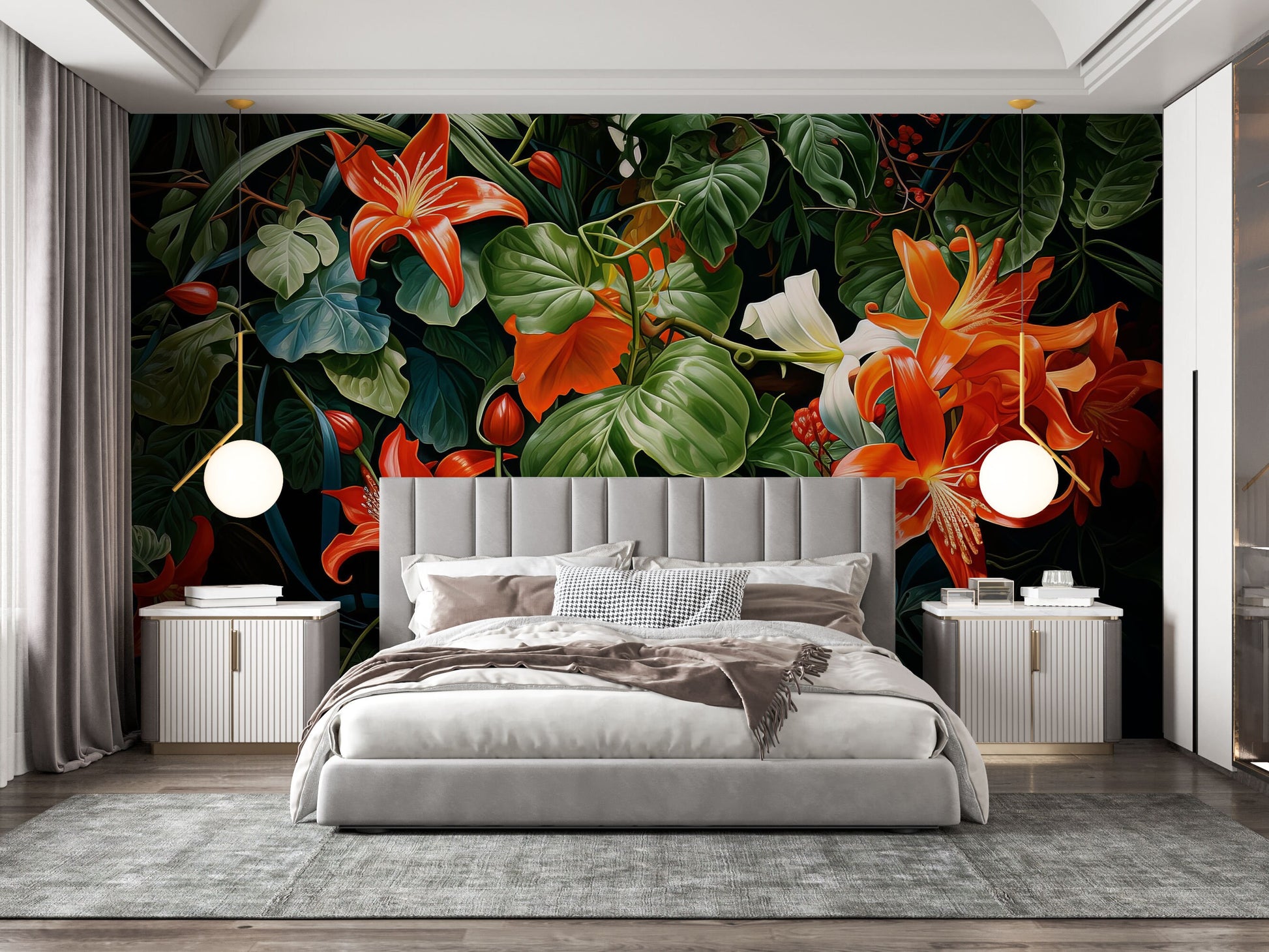 Tropical Rainforest Palm Tree Tropical Wallpaper – scale reference, Golden Era Walls