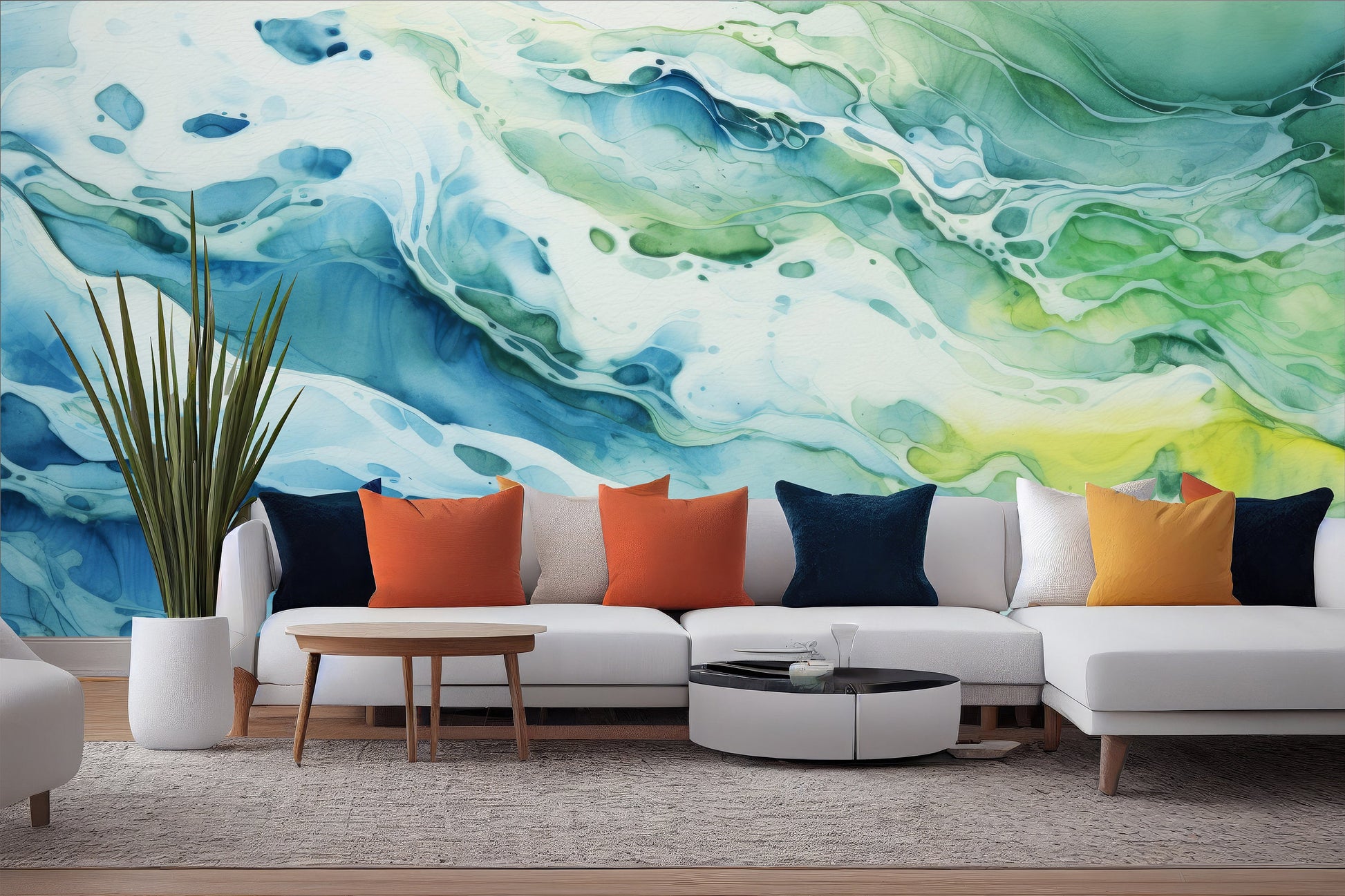 Abstract Alcohol Ink Artwork Geometric Wallpaper – scale reference, Golden Era Walls