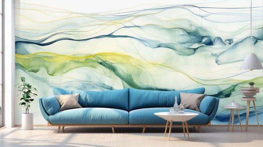 Abstract Alcohol Ink Artwork Marble Wallpaper – lifestyle view, Golden Era Walls