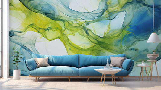 Abstract Alcohol Ink Painting Marble Wallpaper – peel and stick wallpaper mural, Golden Era Walls