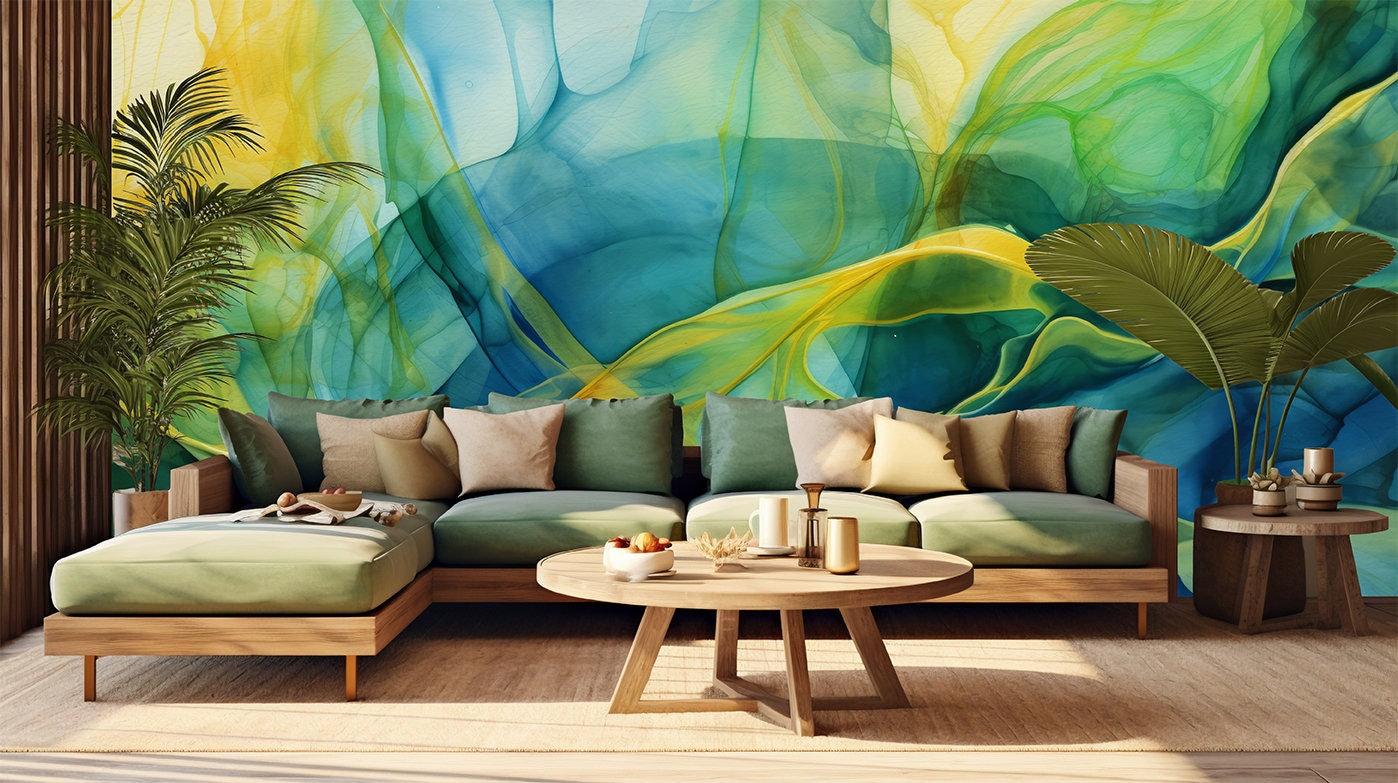 Abstract Alcohol Ink Pattern Marble Wallpaper – alternate view, Golden Era Walls
