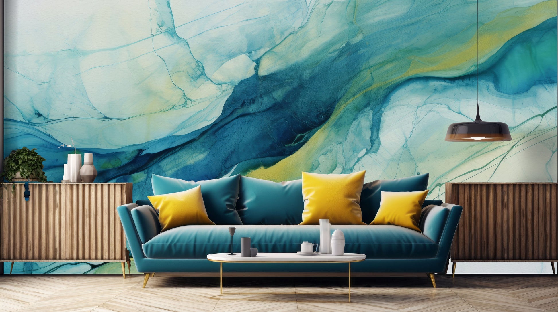 Fluid Art Alcohol Ink Marble Wallpaper – alternate view, Golden Era Walls