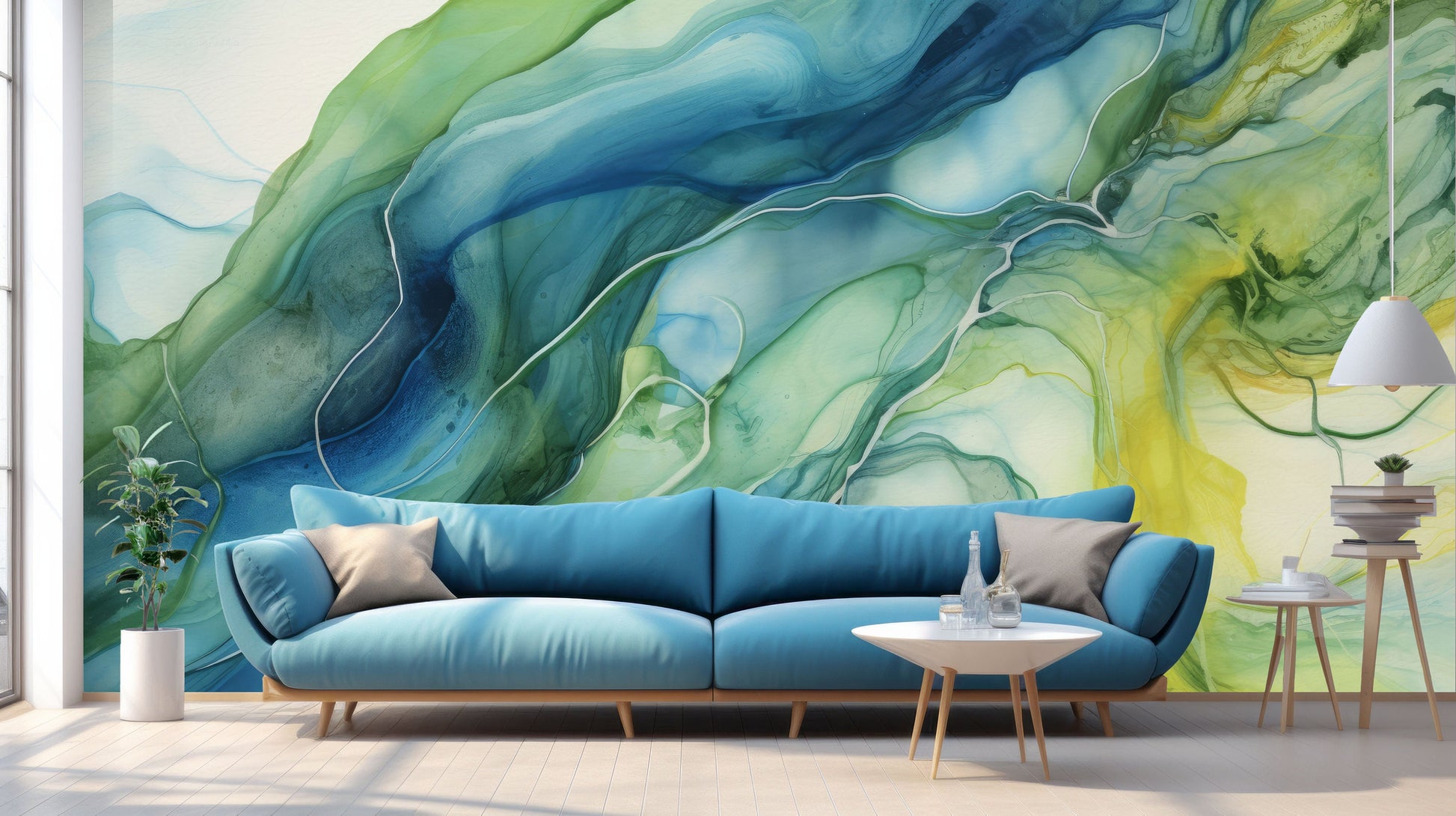 Vibrant Alcohol Ink Abstract Geometric Wallpaper – scale reference, Golden Era Walls