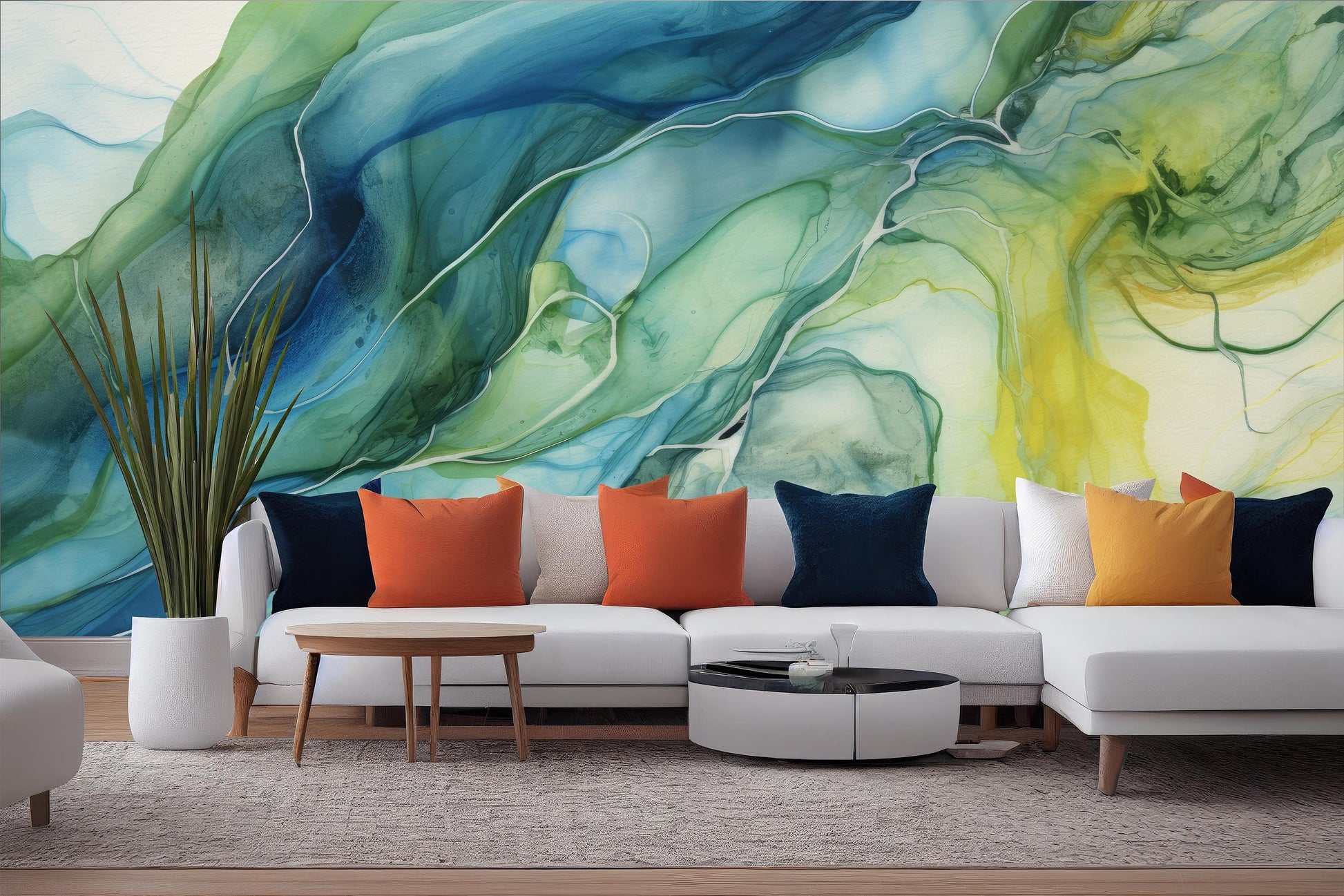 Vibrant Alcohol Ink Abstract Geometric Wallpaper – alternate view, Golden Era Walls