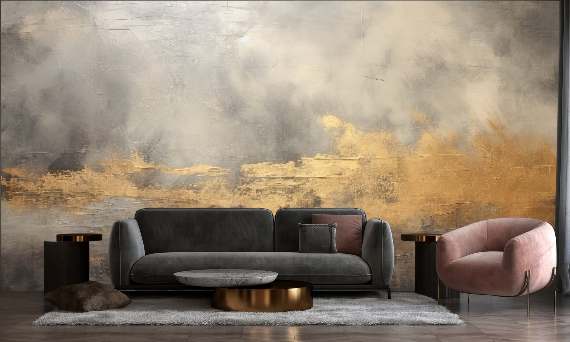 Chic Modern Gold Self Marble Wallpaper – detail view, Golden Era Walls