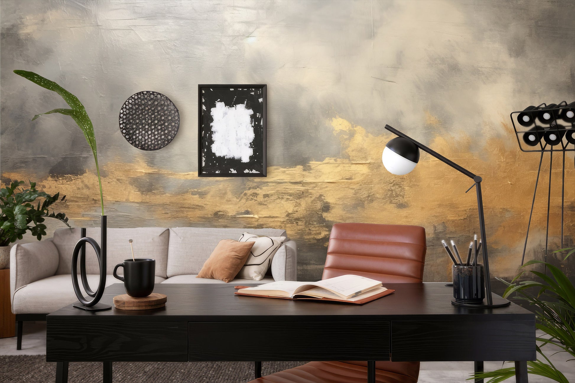 Chic Modern Gold Self Marble Wallpaper – alternate view, Golden Era Walls