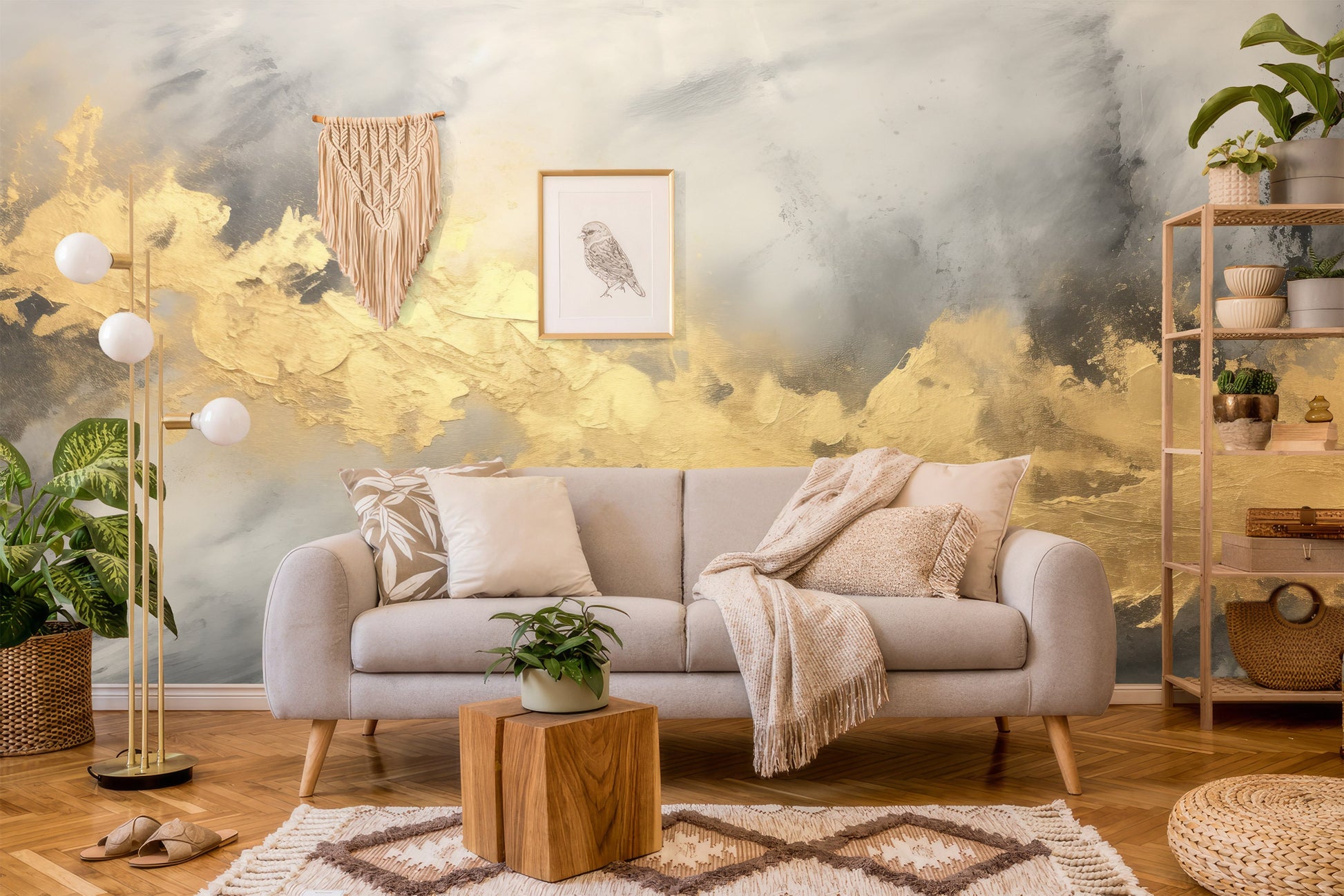 Gold Gray Marble Print Marble Wallpaper – detail view, Golden Era Walls