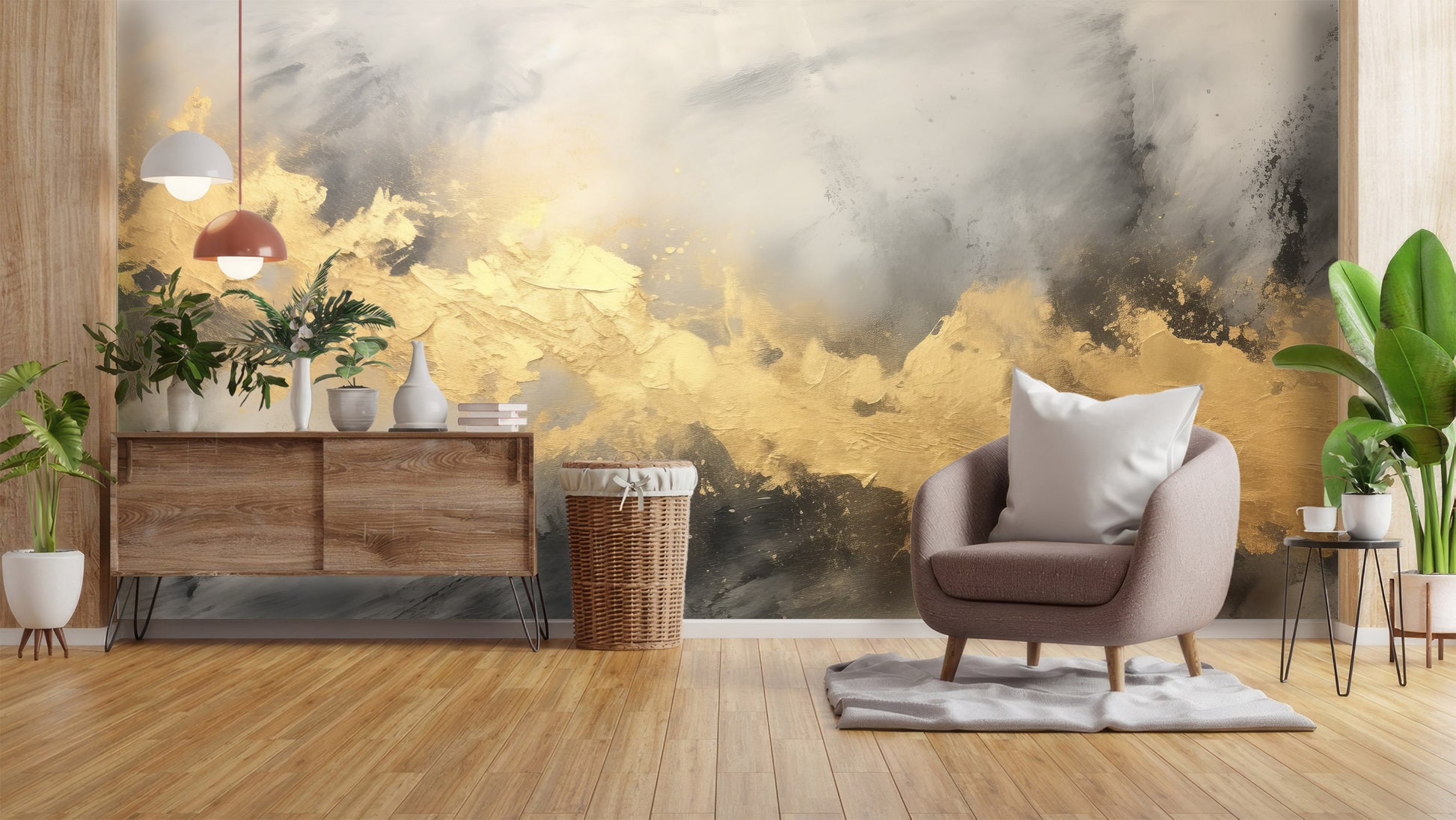 Gold Gray Marble Print Marble Wallpaper – peel and stick wallpaper mural, Golden Era Walls