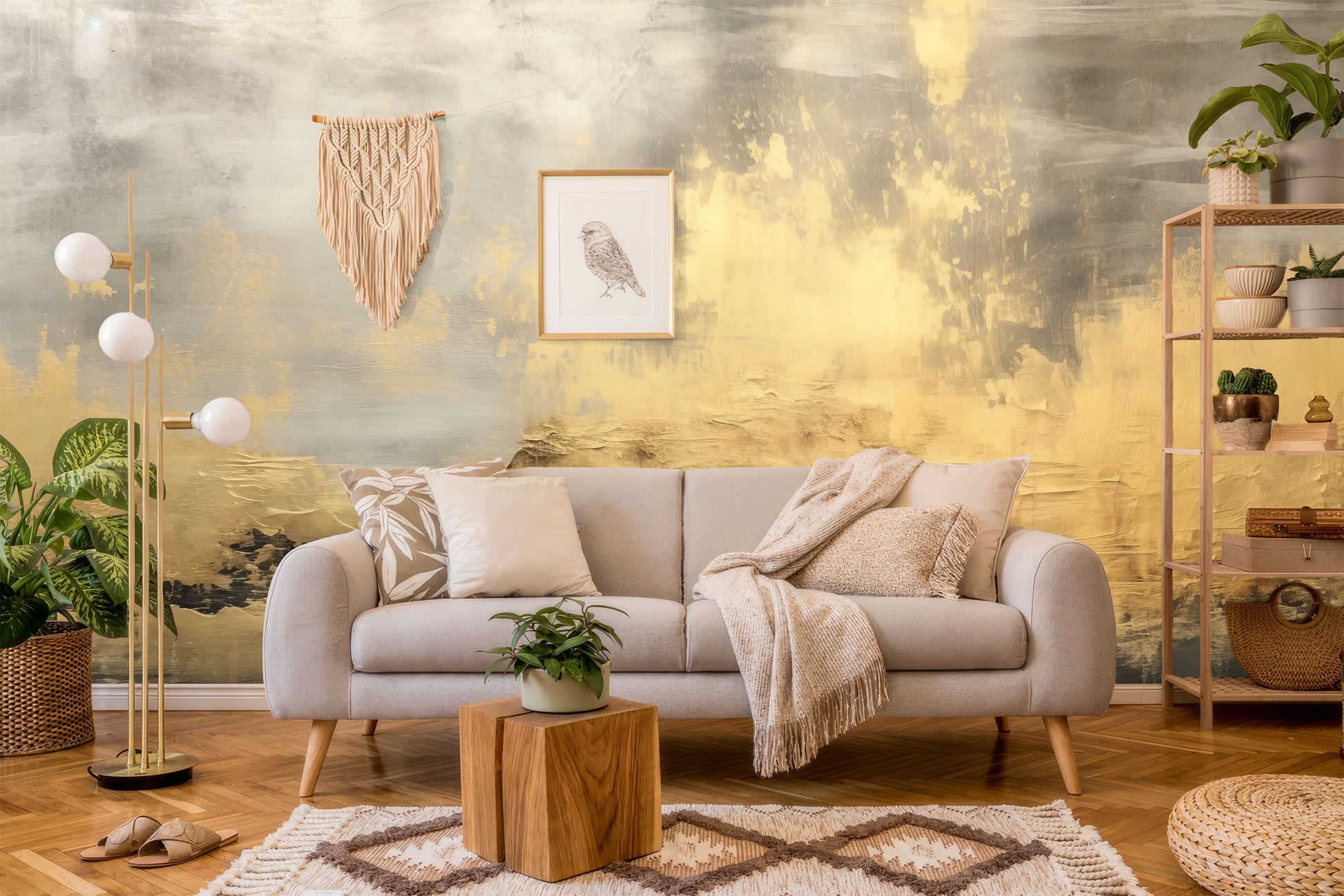 Luxury Gold Marble Print Marble Wallpaper – lifestyle view, Golden Era Walls
