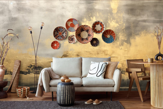 Luxury Gold Marble Print Marble Wallpaper – room setting, Golden Era Walls