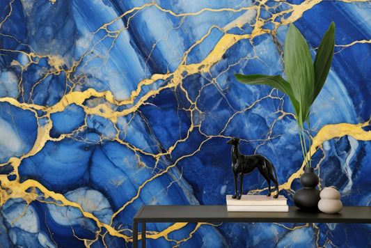 Marble Colorful Abstract Kitchen Marble Wallpaper – lifestyle view, Golden Era Walls