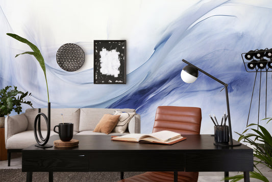 Watercolor Abstract Art Aesthetic Geometric Wallpaper – room setting, Golden Era Walls