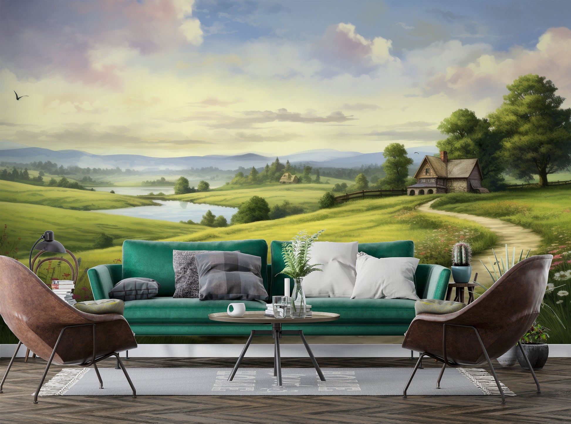 Watercolor Forest Decal Custom Wallpaper – alternate view, Golden Era Walls