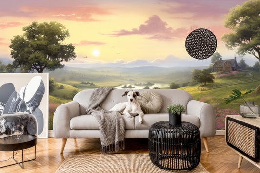 Woodland Watercolor Self Adhesive Wallpaper – detail view, Golden Era Walls