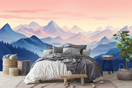 Watercolor Woodland Forest Scenic Wallpaper – detail view, Golden Era Walls