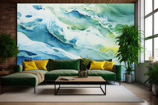 Abstract Alcohol Ink Artwork Geometric Wallpaper – detail view, Golden Era Walls