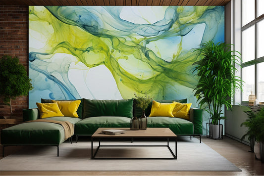 Abstract Alcohol Ink Painting Marble Wallpaper – lifestyle view, Golden Era Walls