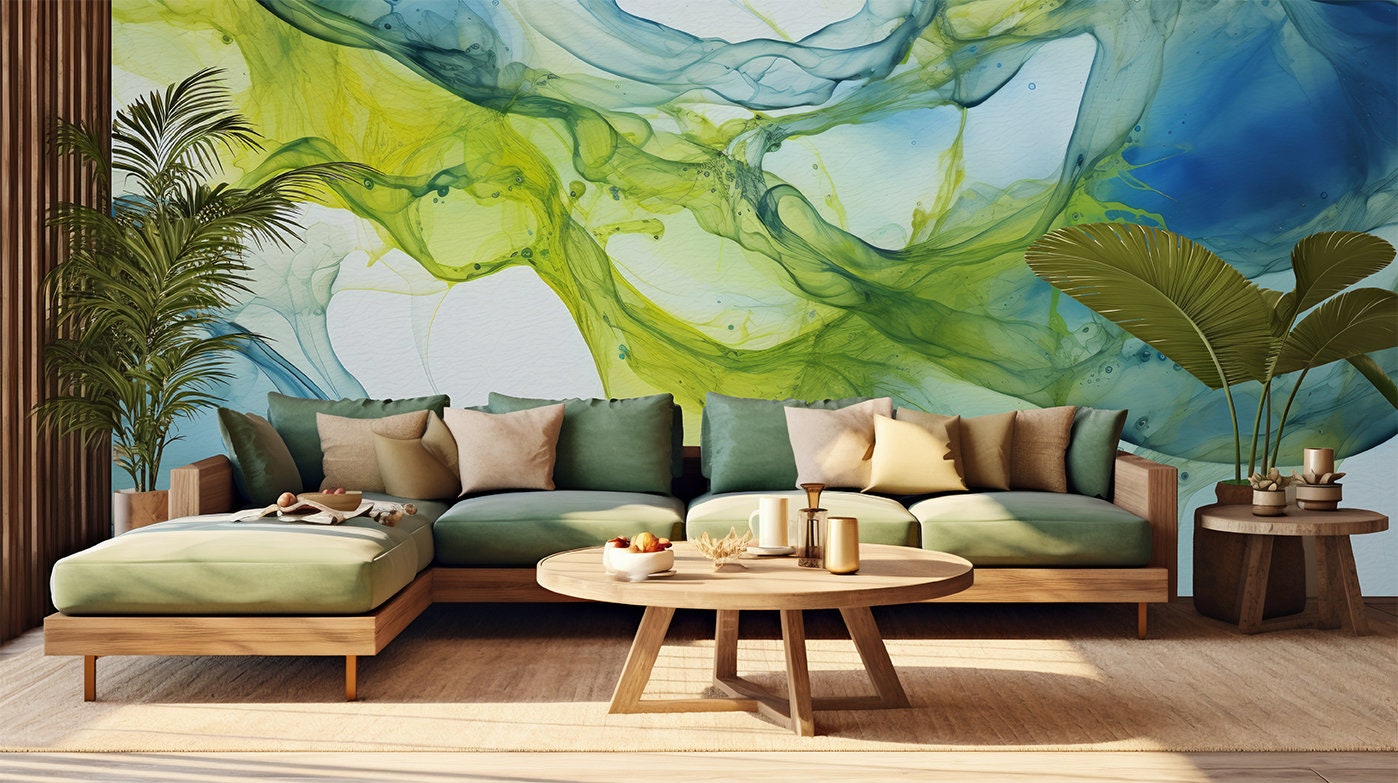 Abstract Alcohol Ink Painting Marble Wallpaper – scale reference, Golden Era Walls