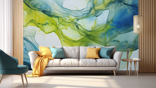 Abstract Alcohol Ink Painting Marble Wallpaper – detail view, Golden Era Walls