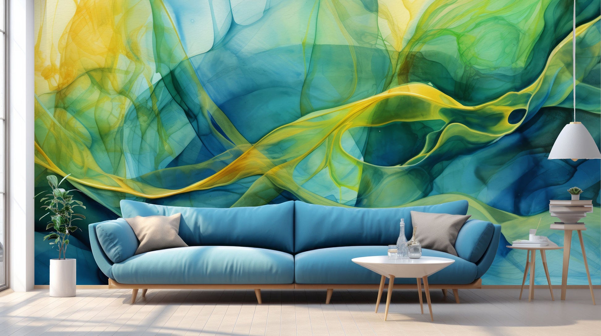 Abstract Alcohol Ink Pattern Marble Wallpaper – room setting, Golden Era Walls