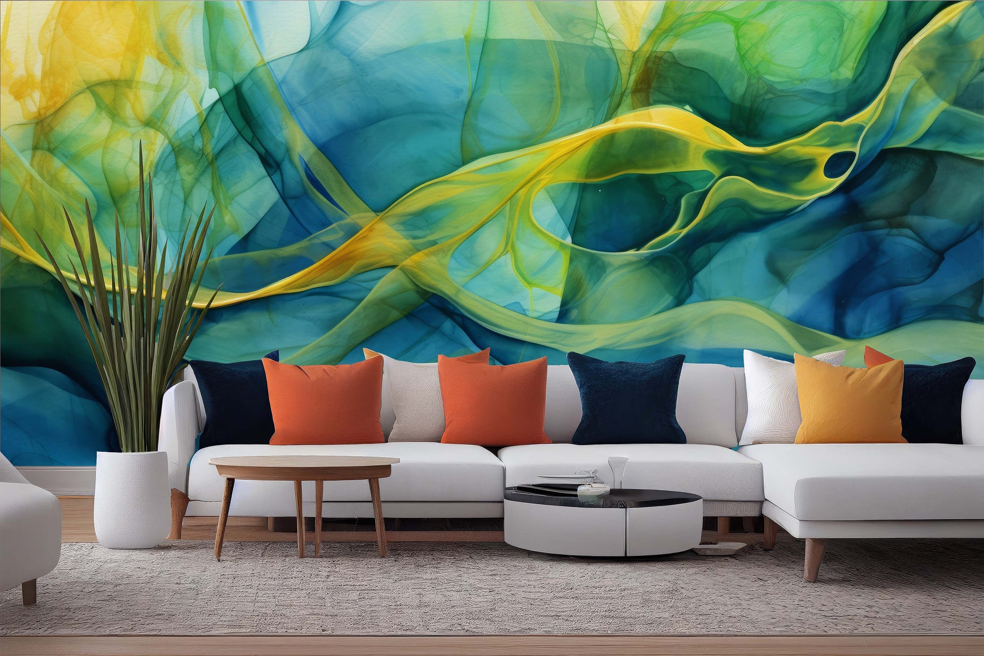 Abstract Alcohol Ink Pattern Marble Wallpaper – detail view, Golden Era Walls