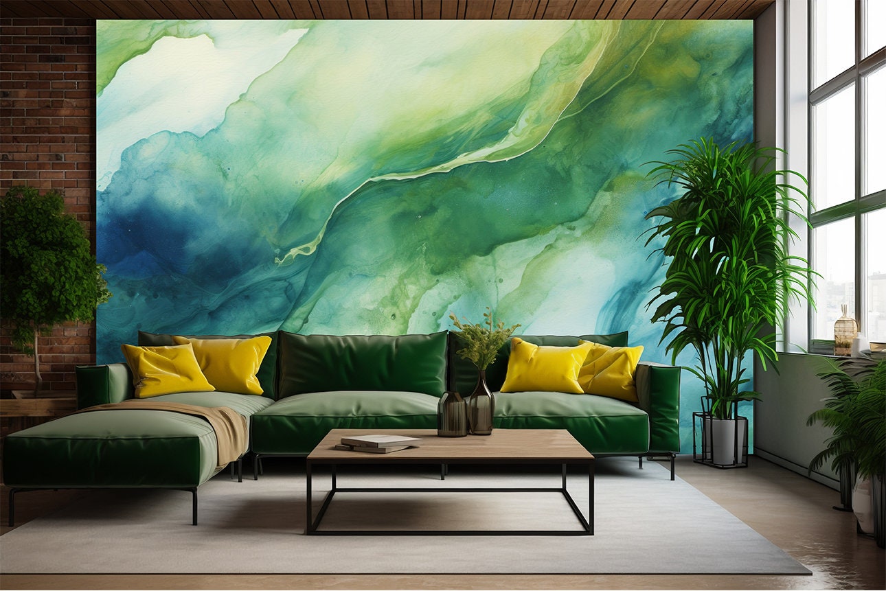 Colorful Alcohol Ink Abstract Geometric Wallpaper – alternate view, Golden Era Walls