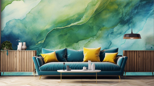 Colorful Alcohol Ink Abstract Geometric Wallpaper – detail view, Golden Era Walls