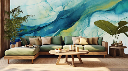 Fluid Art Alcohol Ink Marble Wallpaper – peel and stick wallpaper mural, Golden Era Walls