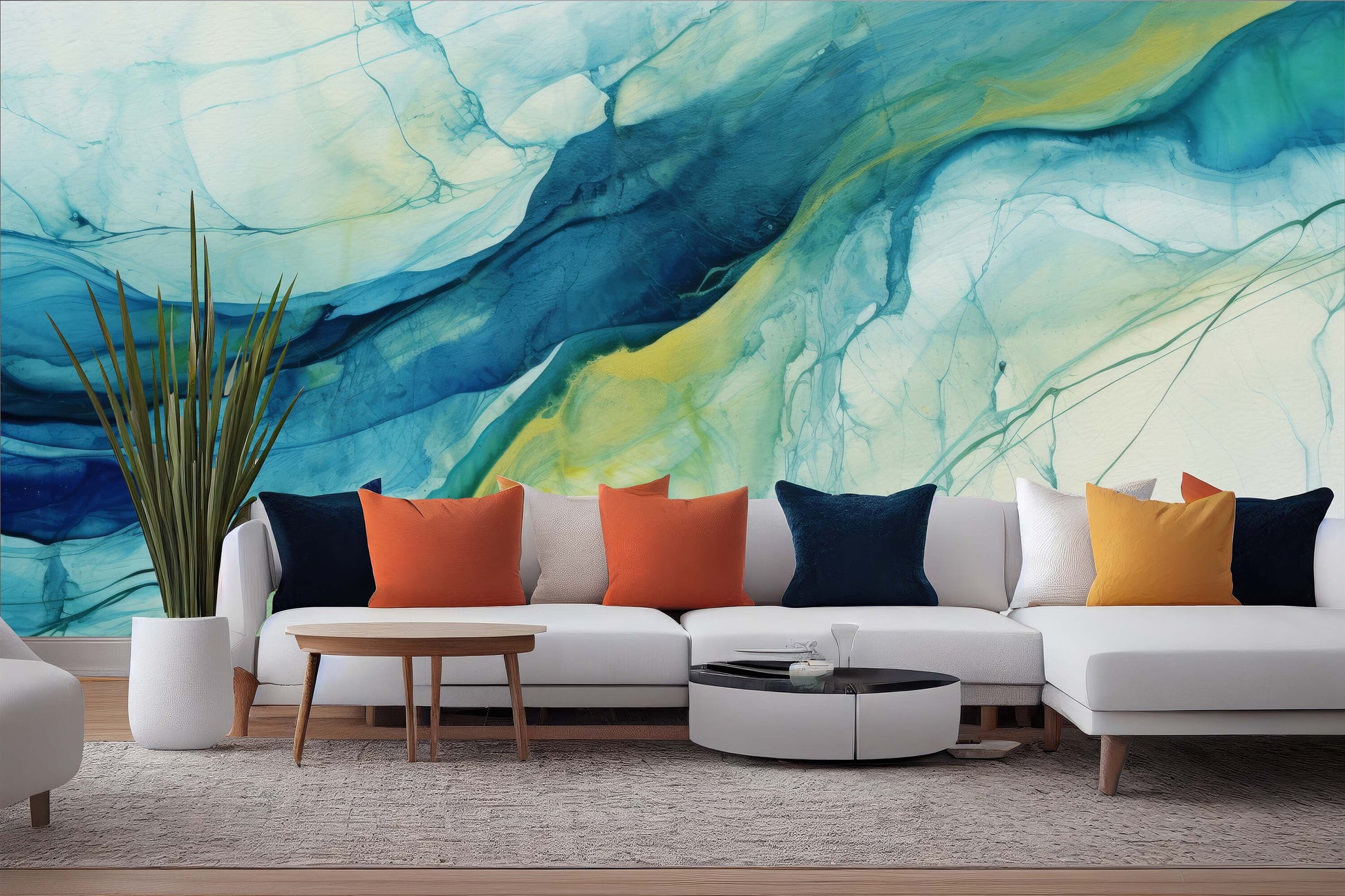 Fluid Art Alcohol Ink Marble Wallpaper – detail view, Golden Era Walls