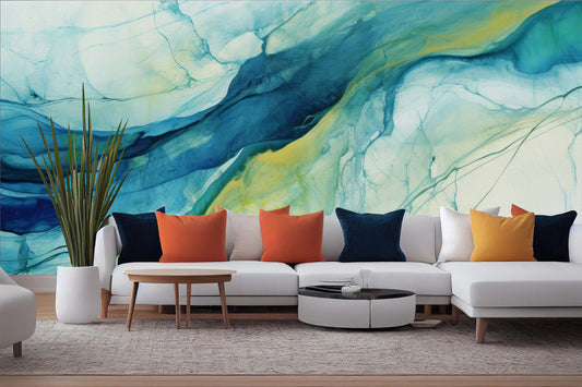 Fluid Art Alcohol Ink Marble Wallpaper – detail view, Golden Era Walls