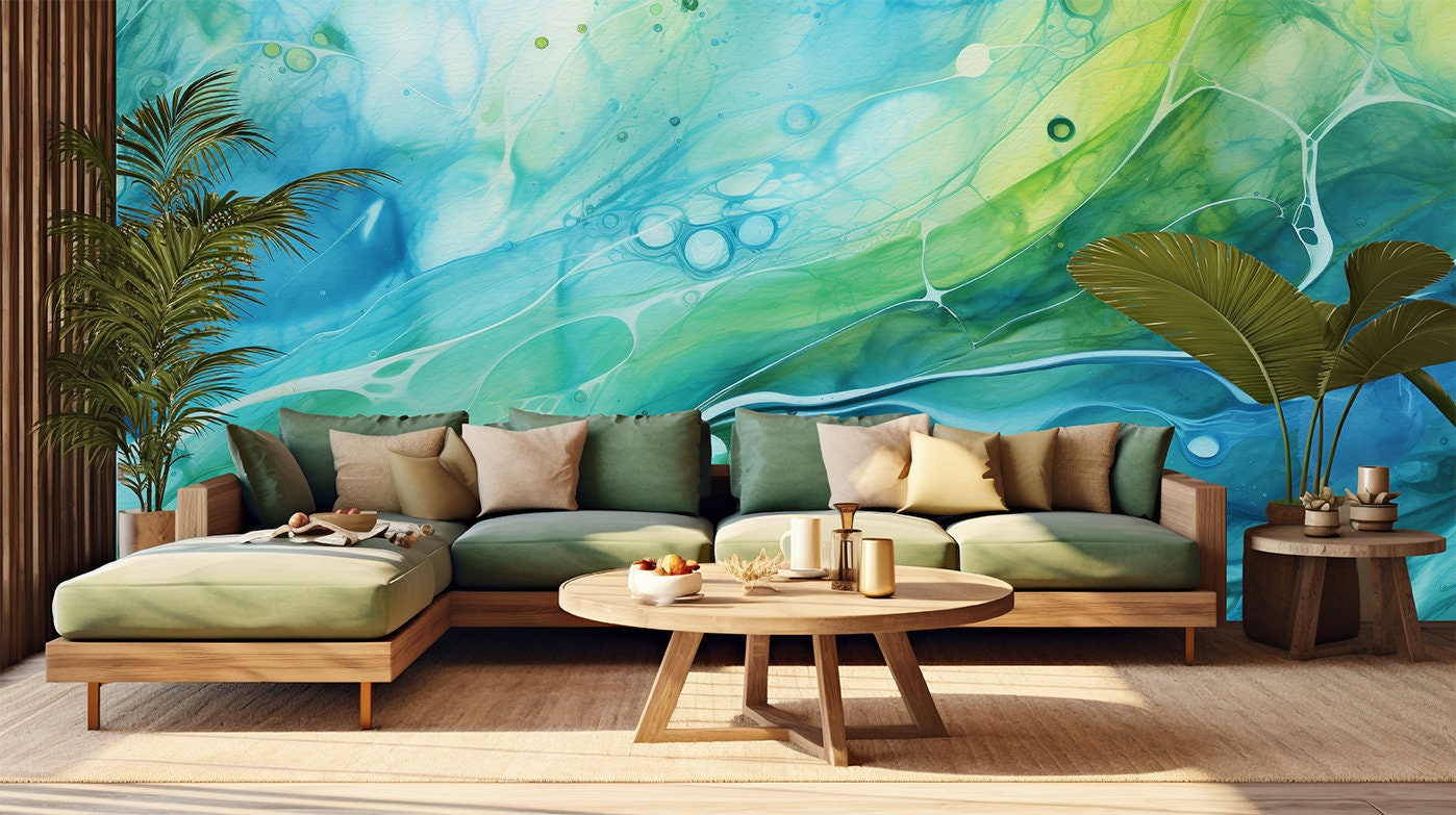 Vivid Alcohol Ink Abstract Marble Wallpaper – alternate view, Golden Era Walls
