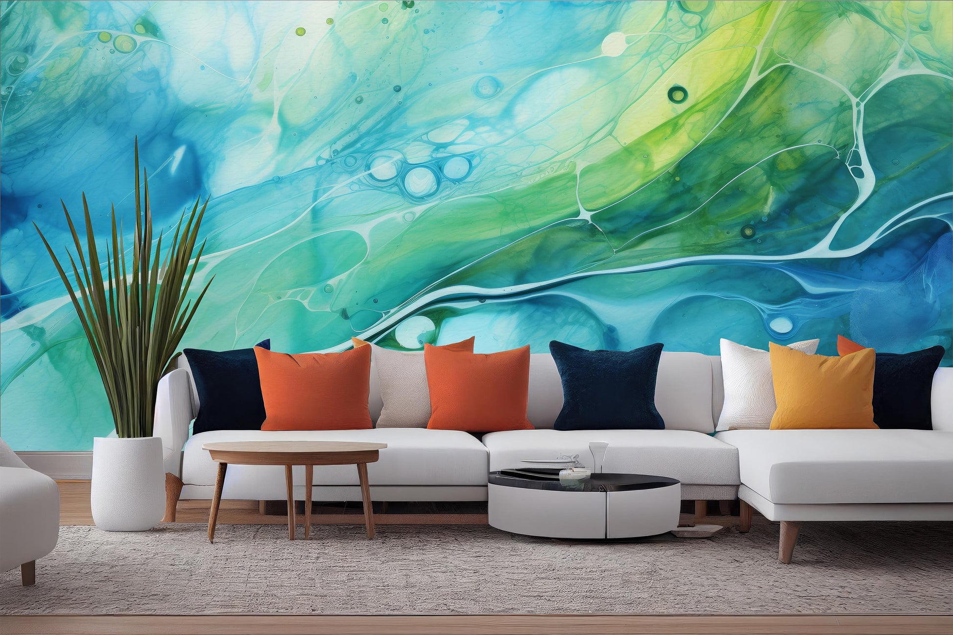 Vivid Alcohol Ink Abstract Marble Wallpaper – detail view, Golden Era Walls