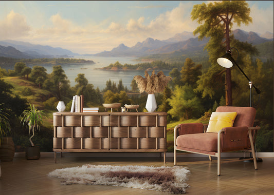 Timeless Tranquility Scenic Vintage Wallpaper – lifestyle view, Golden Era Walls