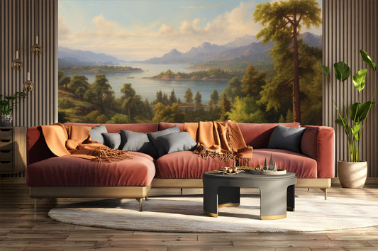 Timeless Tranquility Scenic Vintage Wallpaper – detail view, Golden Era Walls