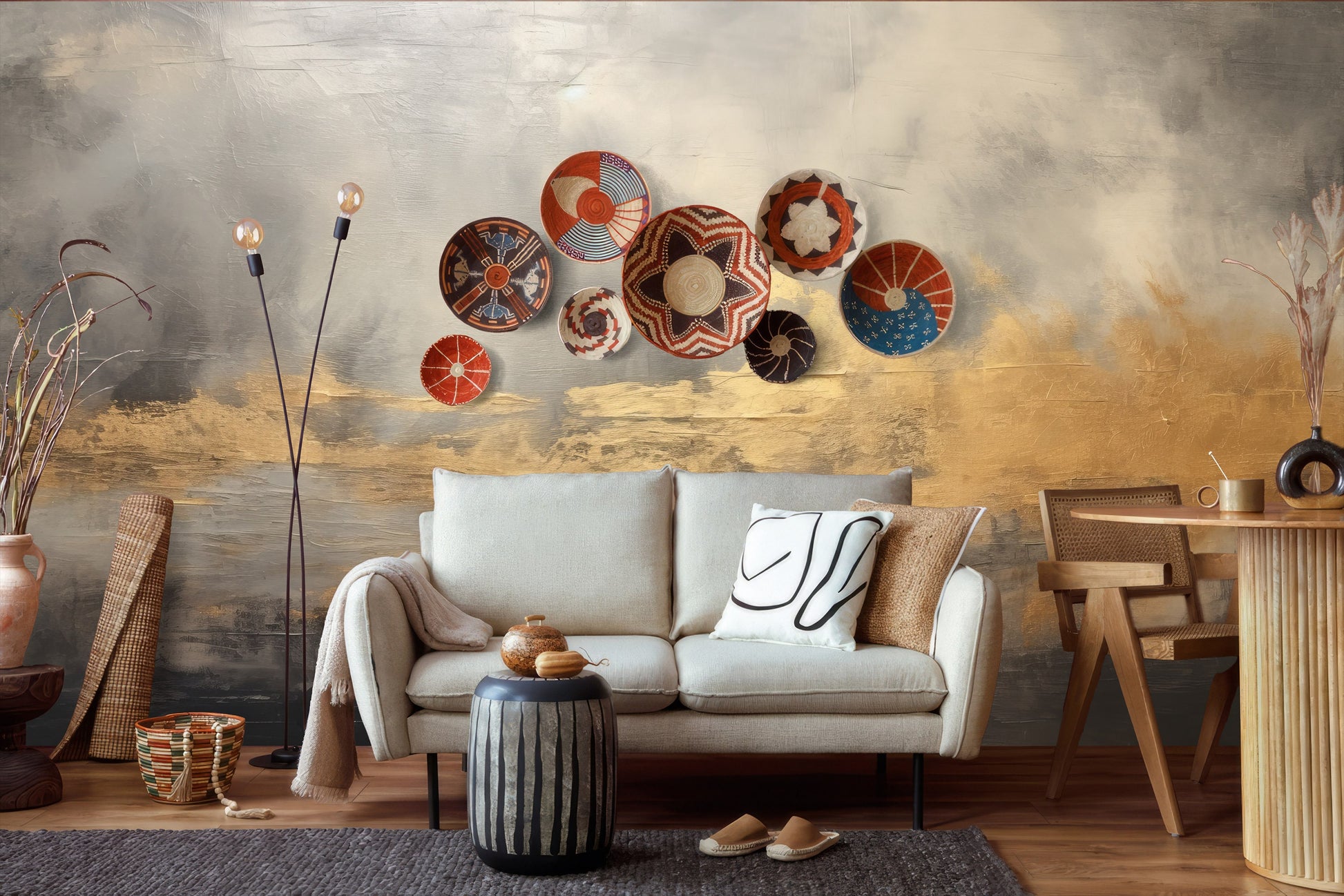 Chic Modern Gold Self Marble Wallpaper – peel and stick wallpaper mural, Golden Era Walls