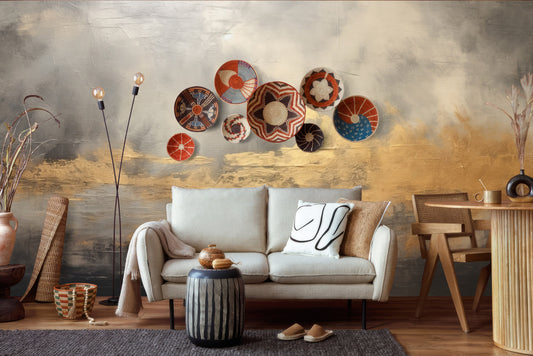Chic Modern Gold Self Marble Wallpaper – peel and stick wallpaper mural, Golden Era Walls