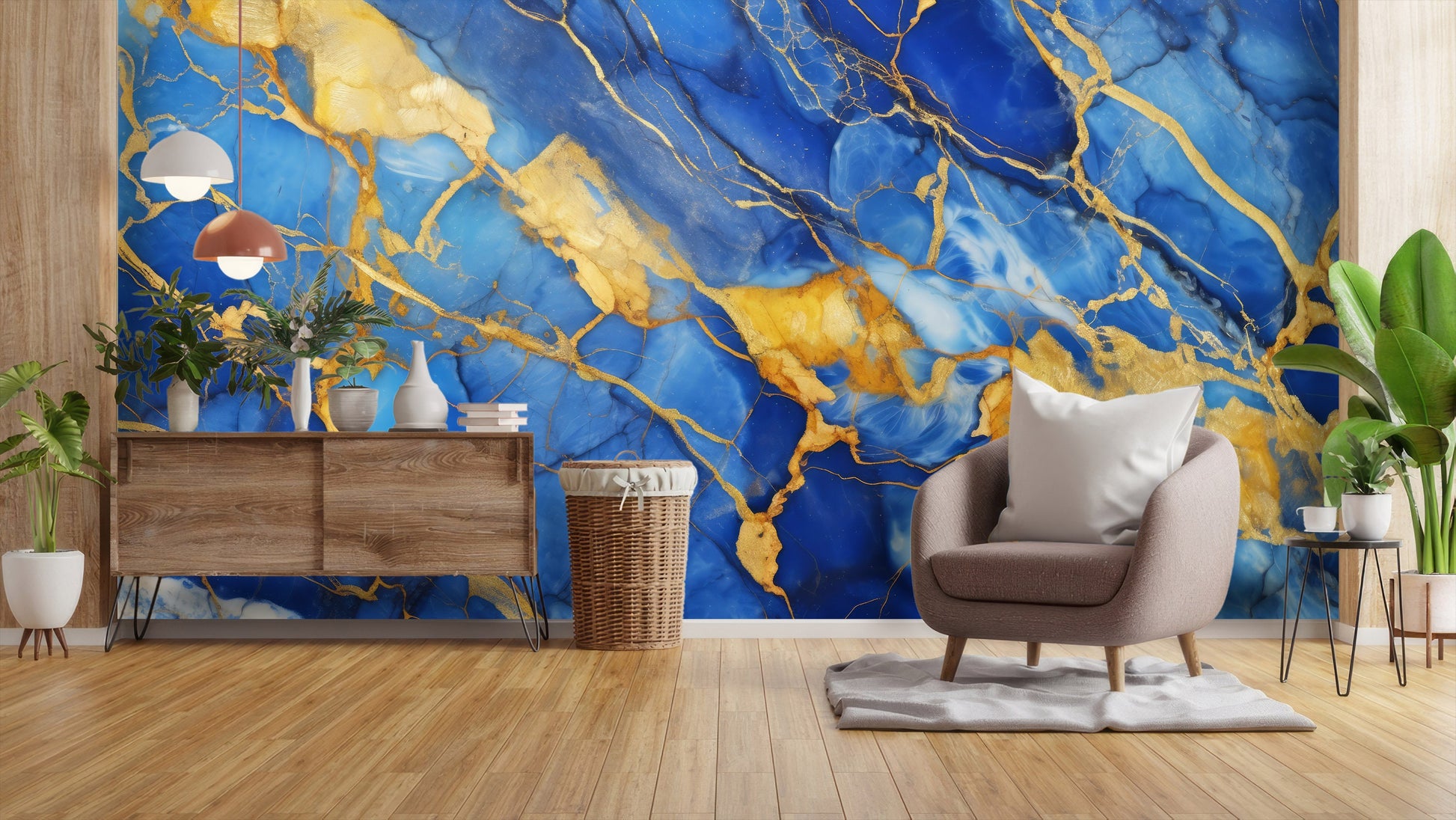 Gold Navy Marble Print Marble Wallpaper – detail view, Golden Era Walls
